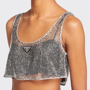 Prada rhinestone-embellished vest top